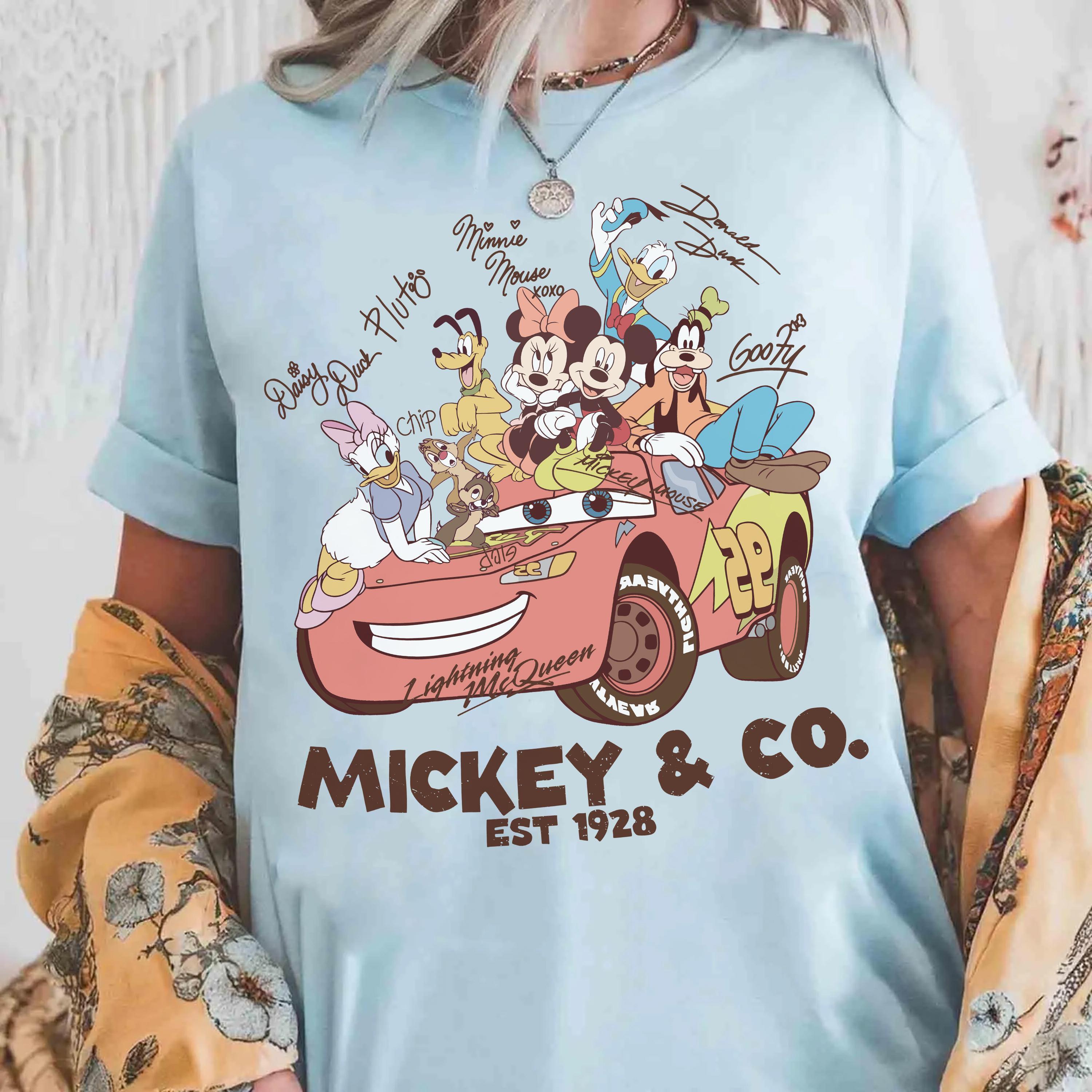 Vintage Mickey and Co Shirt, Disney Mickey Lightning McQueen Tee, Disney Family Trip Matching Tee, Disneyland Shirt, Disney Pixar Cars Tee