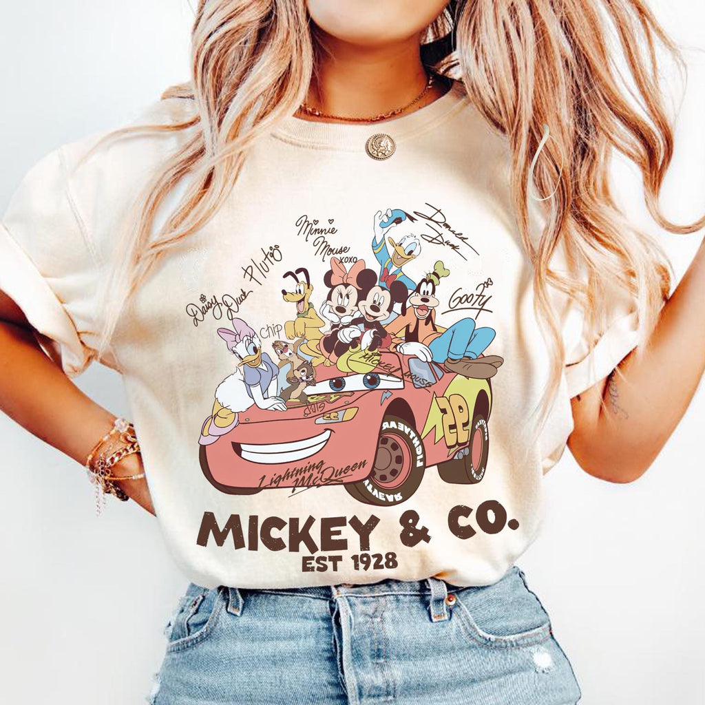 Vintage Mickey and Co Shirt, Disney Mickey Lightning McQueen Tee, Disney Family Trip Matching Tee, Disneyland Shirt, Disney Pixar Cars Tee