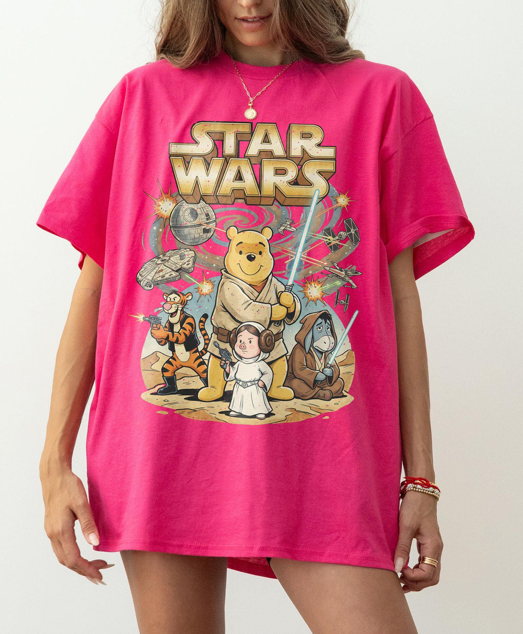 Vintage Winnie the Pooh Star Wars Shirt, Tigger Eeyore Piglet Jedi Mashup Tee, Millennium Falcon Lightsaber Shirt, Retro Star Wars Day 2026