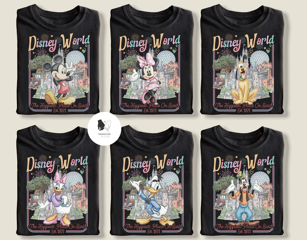 Retro All Characters Disneyworld shirts, Mickey and Friends Disney 2026 Trip, Disneyworld Matching Tee, WDW Magic Kingdom Family Vacation