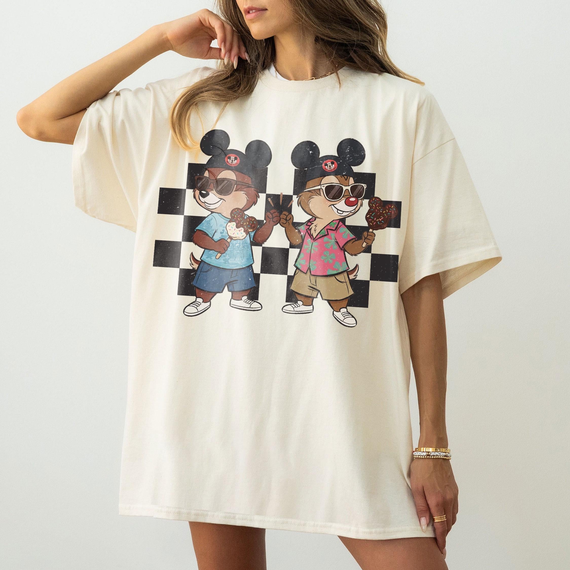 Comfort Colors Chip and Dale Checkered T-Shirt, Chip Dale Double Trouble Retro Tee, Walt Disney World Shirt,Disneyland Family Vacation Tee