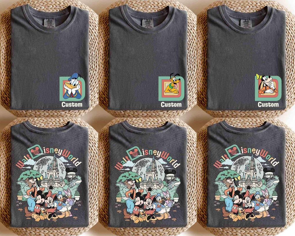 Custom Retro Walt Disney World 2 Sides Shirt, Custom Name Disney 2026 Shirt, Mickey And Friends Shirt, Personalized Disney Matching Tee