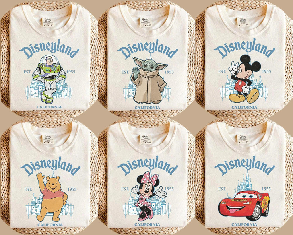 Disneyland All Character Shirt, Vintage Disneyland 1955 California Tee, Disney Family Vacation TShirt, Disney Trip Outfit, Disney California