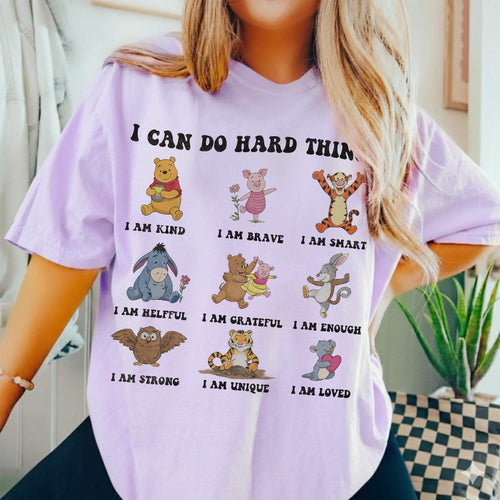 Comfort Colors® I Can Do Hard Things Shirt, Winnie The Pooh Friends Tee, Positive Affirmation, Back To School Teacher , Believe In Yourself