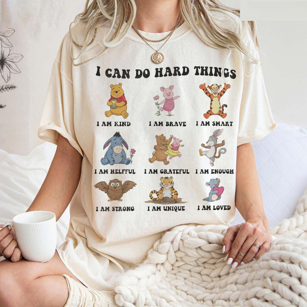 Comfort Colors® I Can Do Hard Things Shirt, Winnie The Pooh Friends Tee, Positive Affirmation, Back To School Teacher , Believe In Yourself