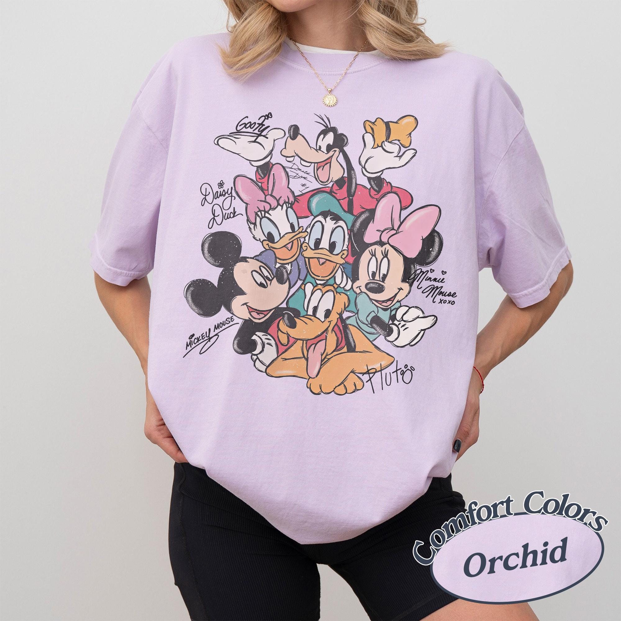 Vintage Comfort Colors Mickey and Friends Signatures T-shirt, Retro Mickey & Co Shirt, Disney Family Trip Shirt, Disneyland Friend Trip 2026