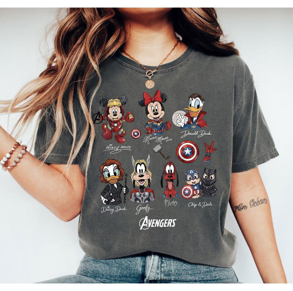 Mickey & Friends Marvel Avengers Shirt, Comic Book Superhero, Signatures Tee, Marvel Characters shirt, Family Vacation