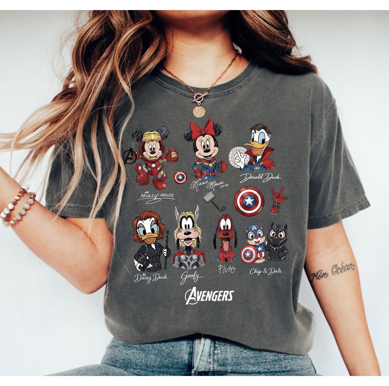 Mickey & Friends Marvel Avengers Shirt, Comic Book Superhero, Signatures Tee, Marvel Characters shirt, Family Vacation