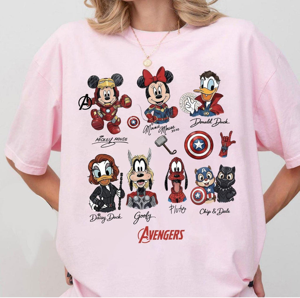 Mickey & Friends Marvel Avengers Shirt, Comic Book Superhero, Signatures Tee, Marvel Characters shirt, Family Vacation