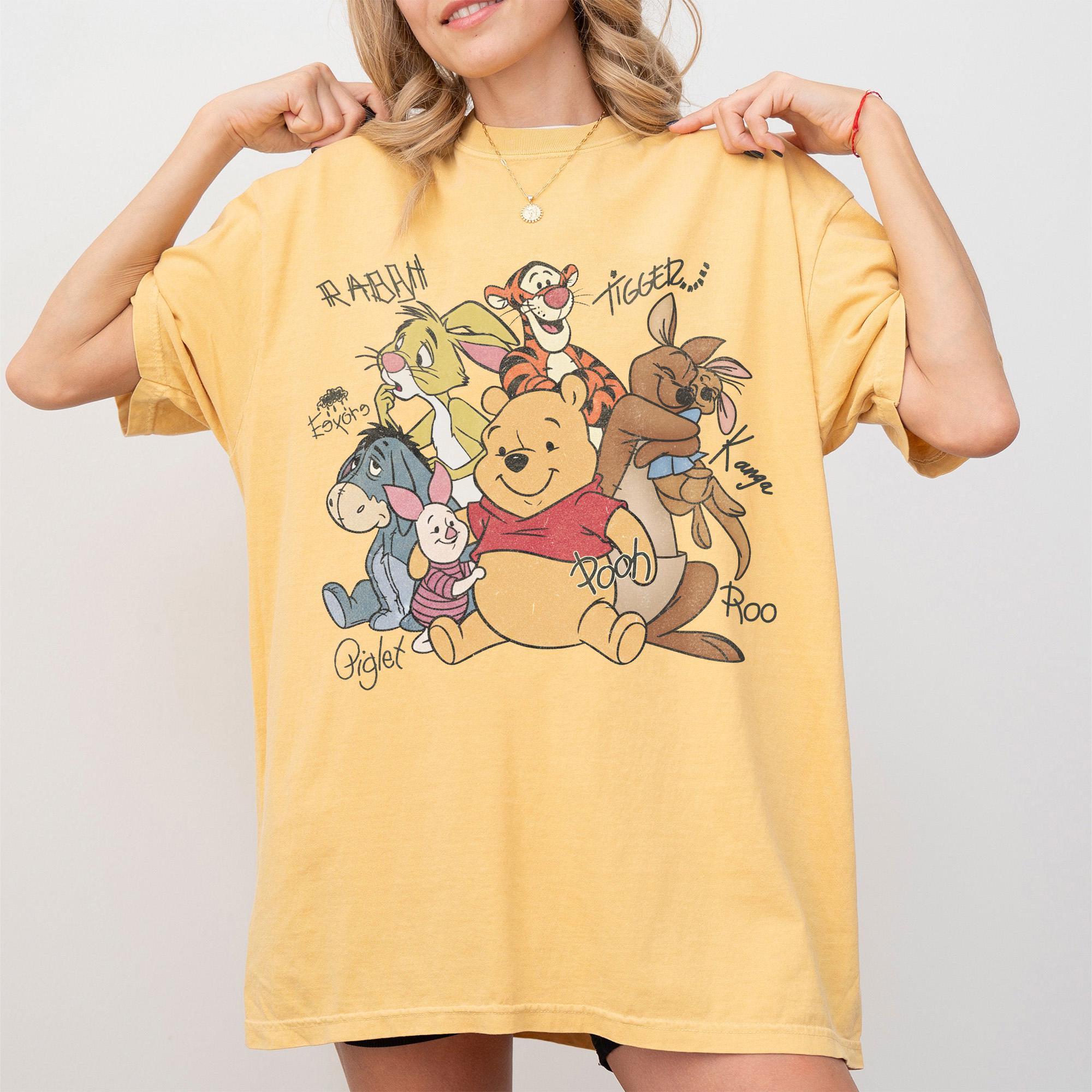 Retro Pooh and Friends Signature Comfort Colors Shirt, Family Matching Tee, Vintage Disney Shirt, Disneyland Trip, Disney World Family Trip