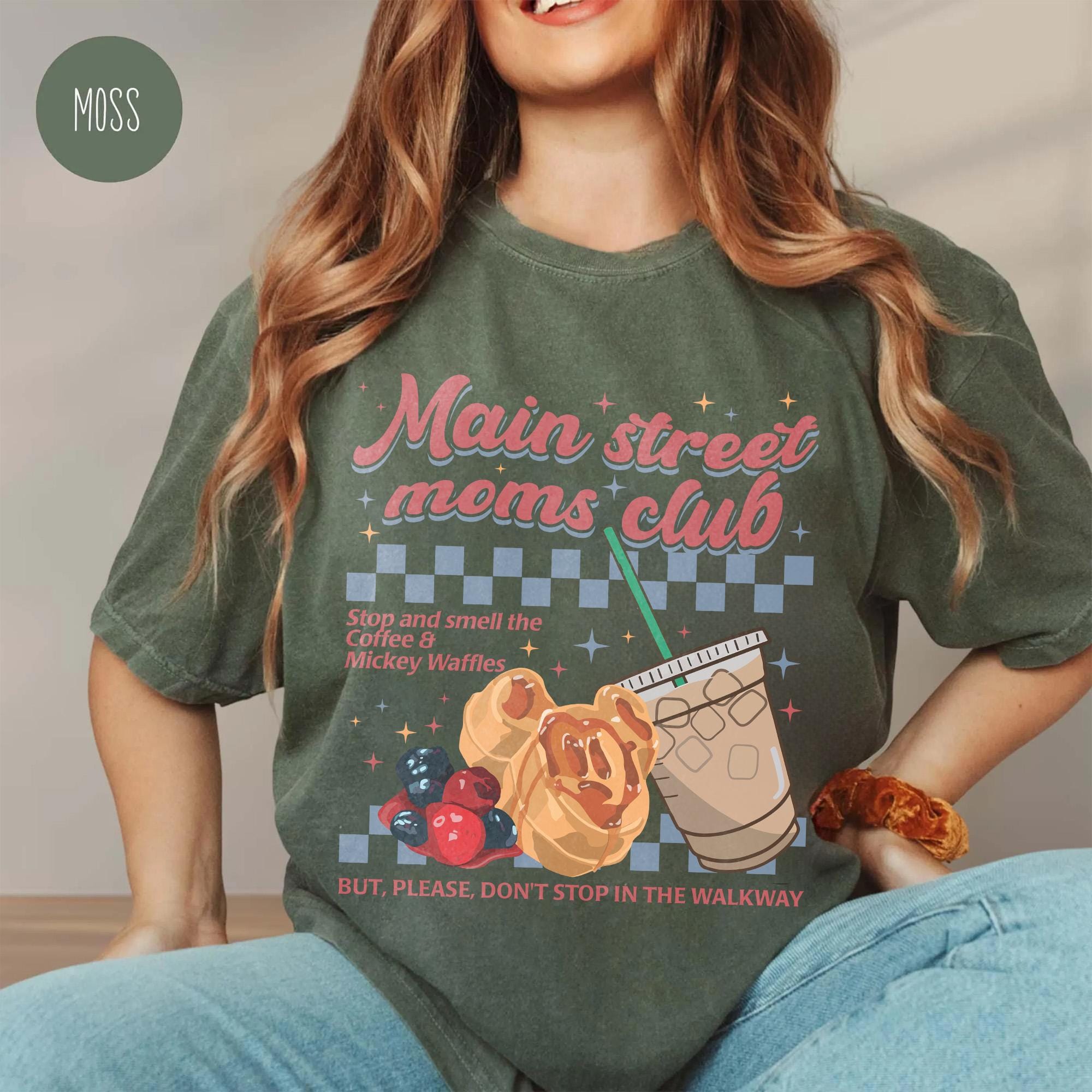 Retro Main Street Mom Club Shirt, Disney Mom Comfort Colors Tee, Mickey Waffles Coffee Shirt, Disneyland Trip Family Vacation Tee