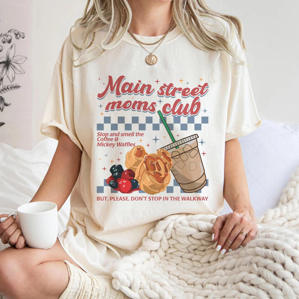 Retro Main Street Mom Club Shirt, Disney Mom Comfort Colors Tee, Mickey Waffles Coffee Shirt, Disneyland Trip Family Vacation Tee