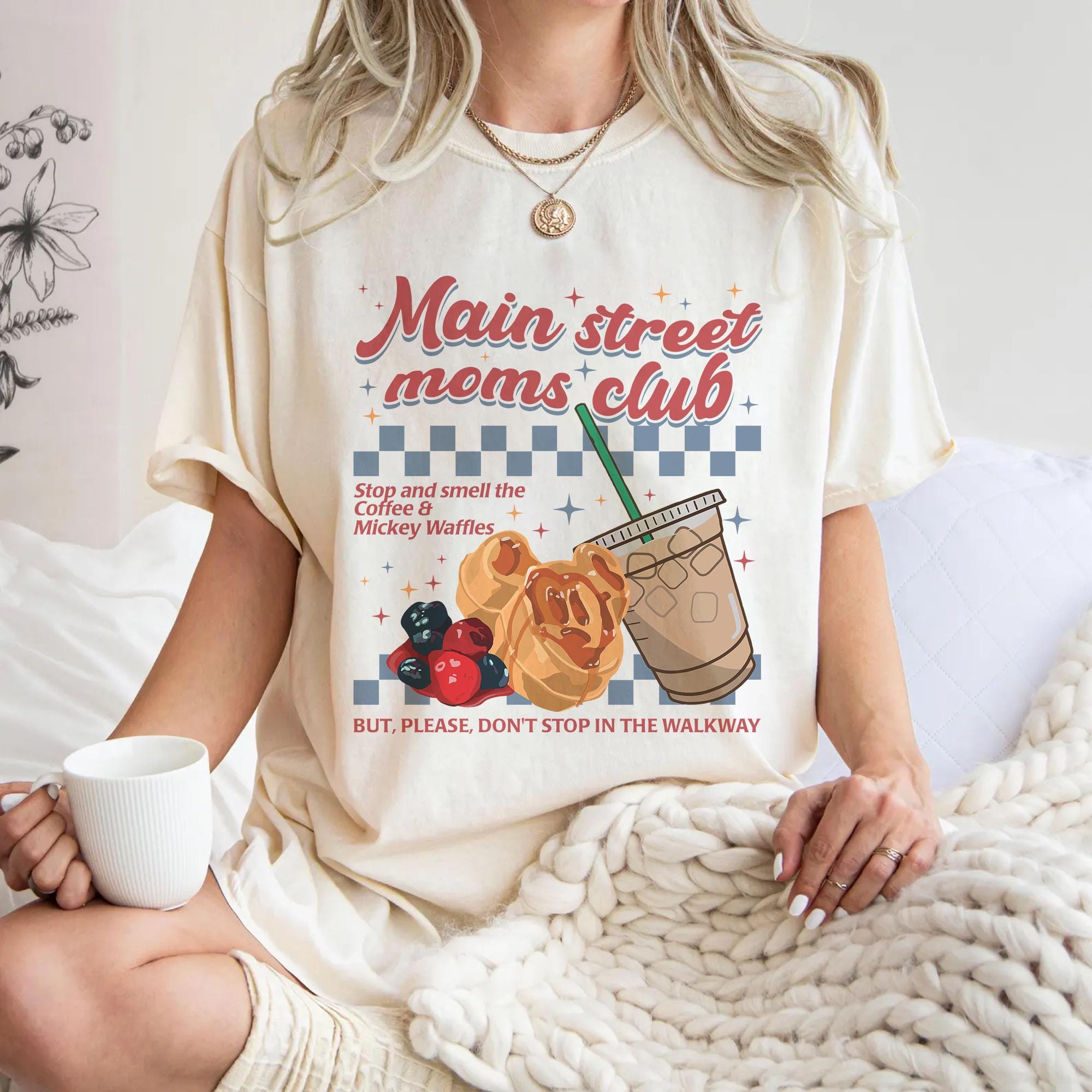 Retro Main Street Mom Club Shirt, Disney Mom Comfort Colors Tee, Mickey Waffles Coffee Shirt, Disneyland Trip Family Vacation Tee