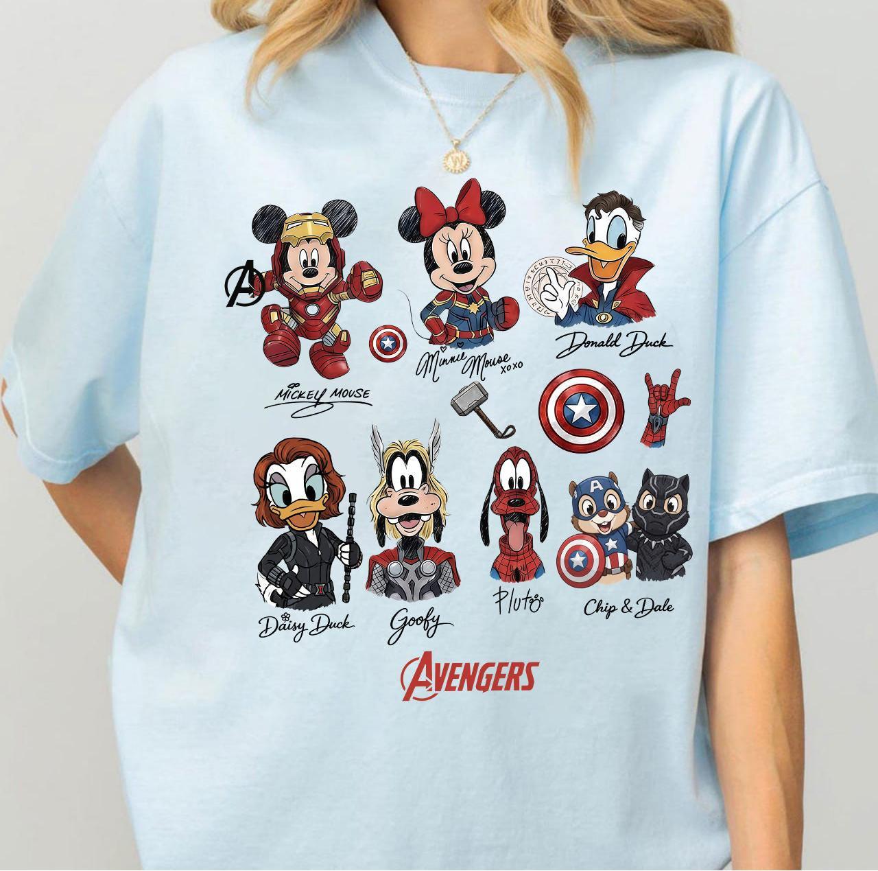 Mickey & Friends Marvel Avengers Shirt, Comic Book Superhero, Signatures Tee, Marvel Characters shirt, Family Vacation