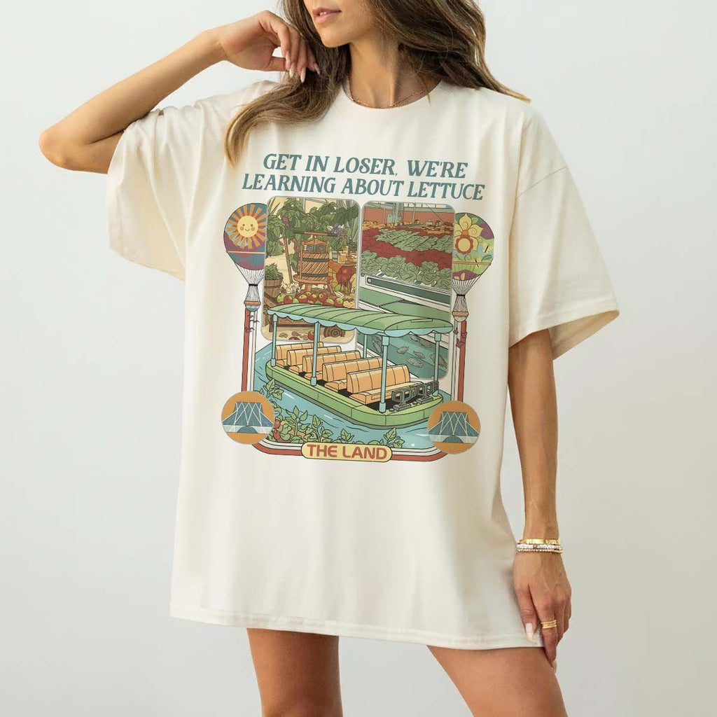 Retro Epcot Inspired Living With The Land Aesthetic Comfort Colors Shirt, Funny Disney Park Get In Loser We Re Gonna Learn About Lettuce Tee