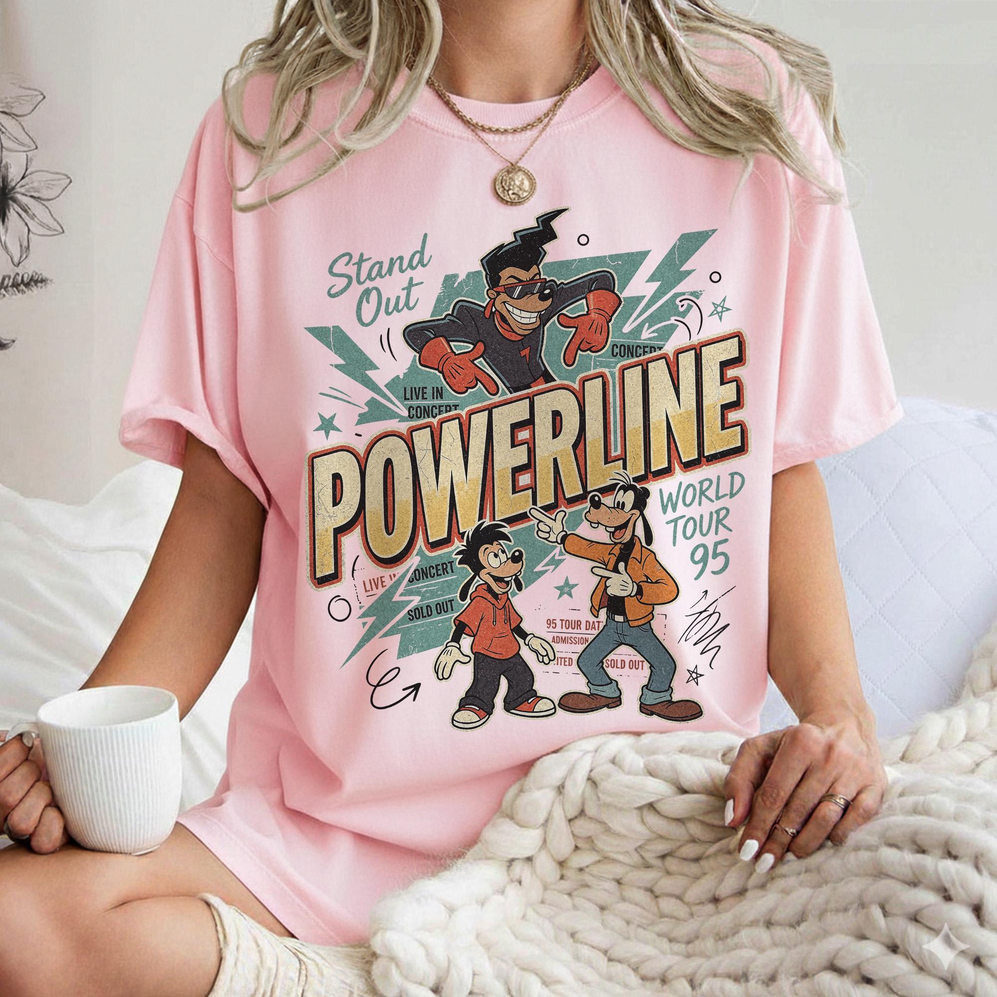 Comfort Colors Vintage Disney A Goofy Movie Powerline Stand Out World Tour T-Shirt, Disneyland Family Matching Tee, Magic Kingdom Birthday
