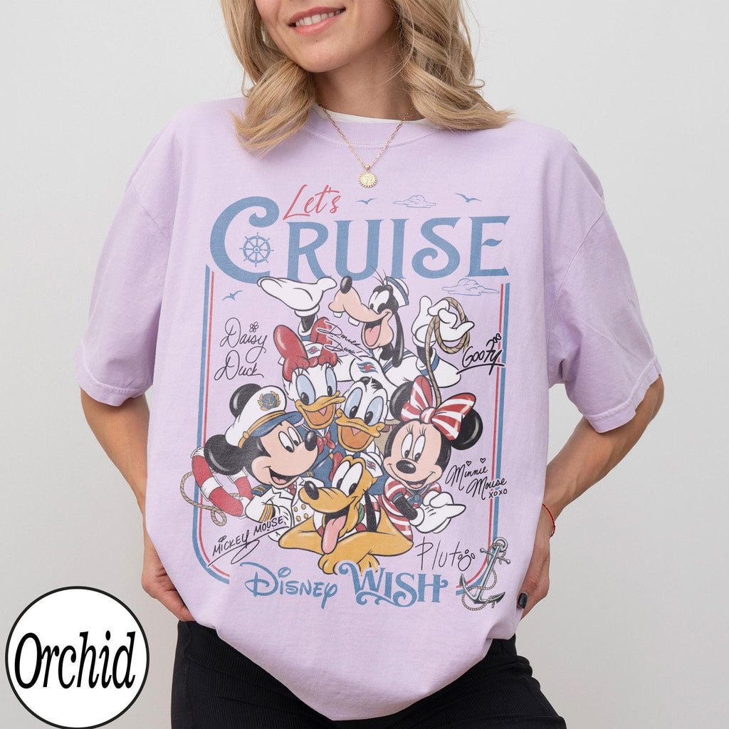 Customize Disney Mickey and Friends Let's Cruise Line Shirt, Family Cruise Vacation 2026 Matching Tees, Disney Magic Wonder Fantasy Wish Tee
