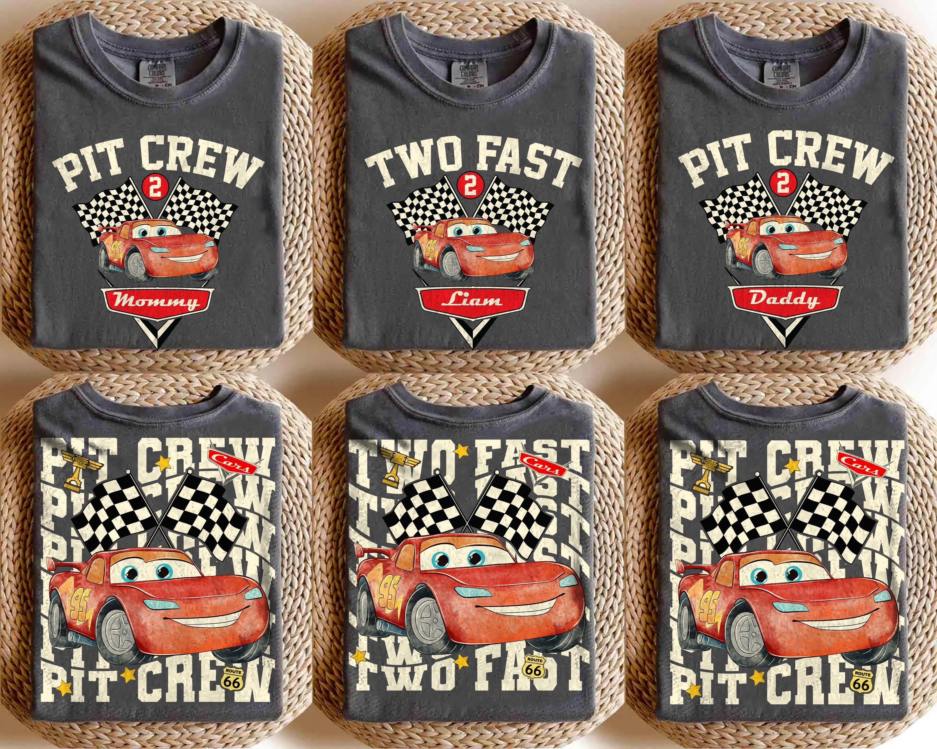 Custom Birthday Two Fast Pit Crew Lightning McQueen Shirts, Family Birthday Matching Disney Cars, Pixar Pier, Birthday Boy Tee, WDW