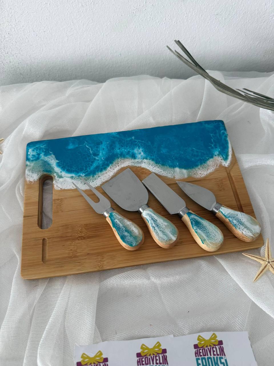 Cheese Knives Set of 4 Charcuterie Board Cheese Knives Resin Cheese Knives Jam Knife Beach Engagement Gift Housewarming Gift Christmas Gift