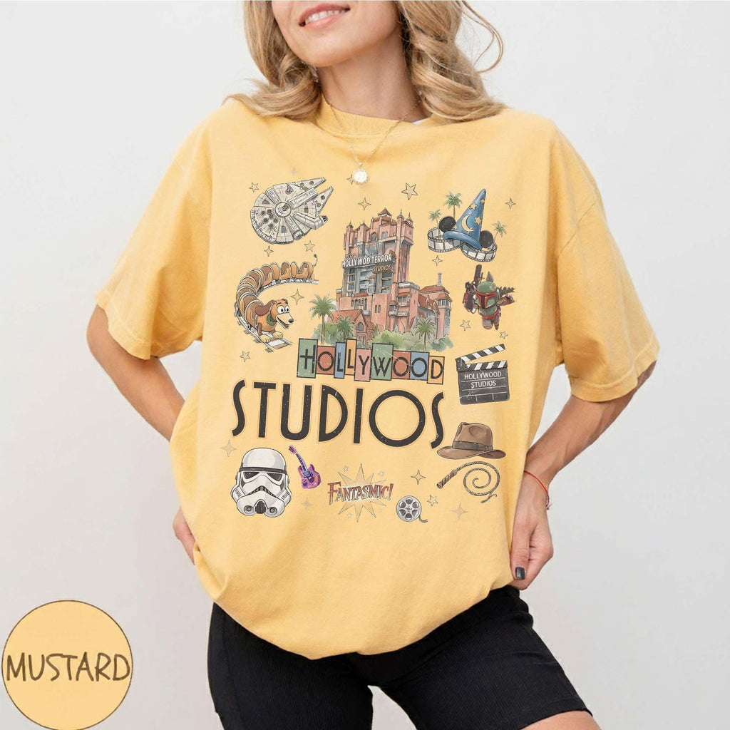Retro Disney Hollywood Studios Comfort Colors Shirt, Hollywood Tower Star Wars Slinky Dog Dash Family Matching Vacation Shirts, Disney Shirt