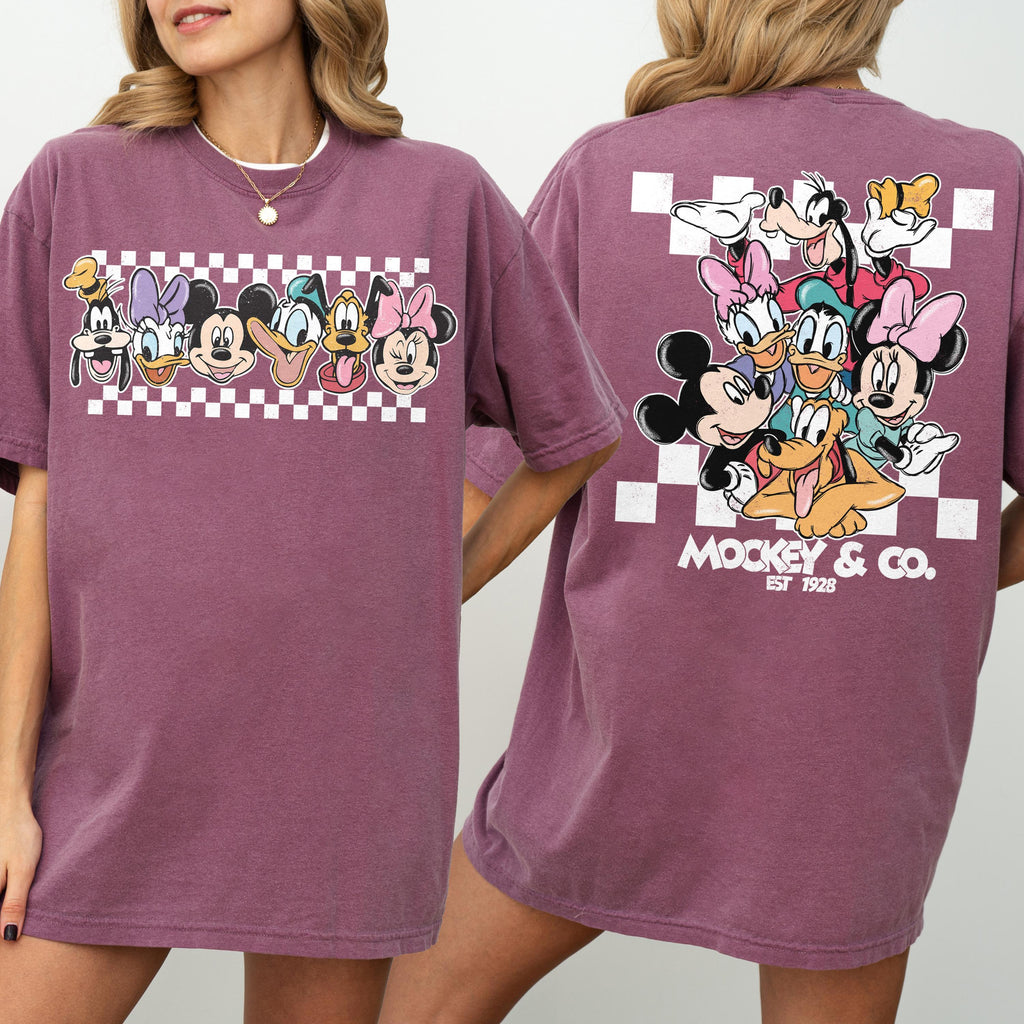 Comfort Colors® Retro Mickey & Co Est 1928 Shirt, Mickey And Friends, Disney Family Vacation Checkered Tee, Disneyland Tee, Disney Trip Tee