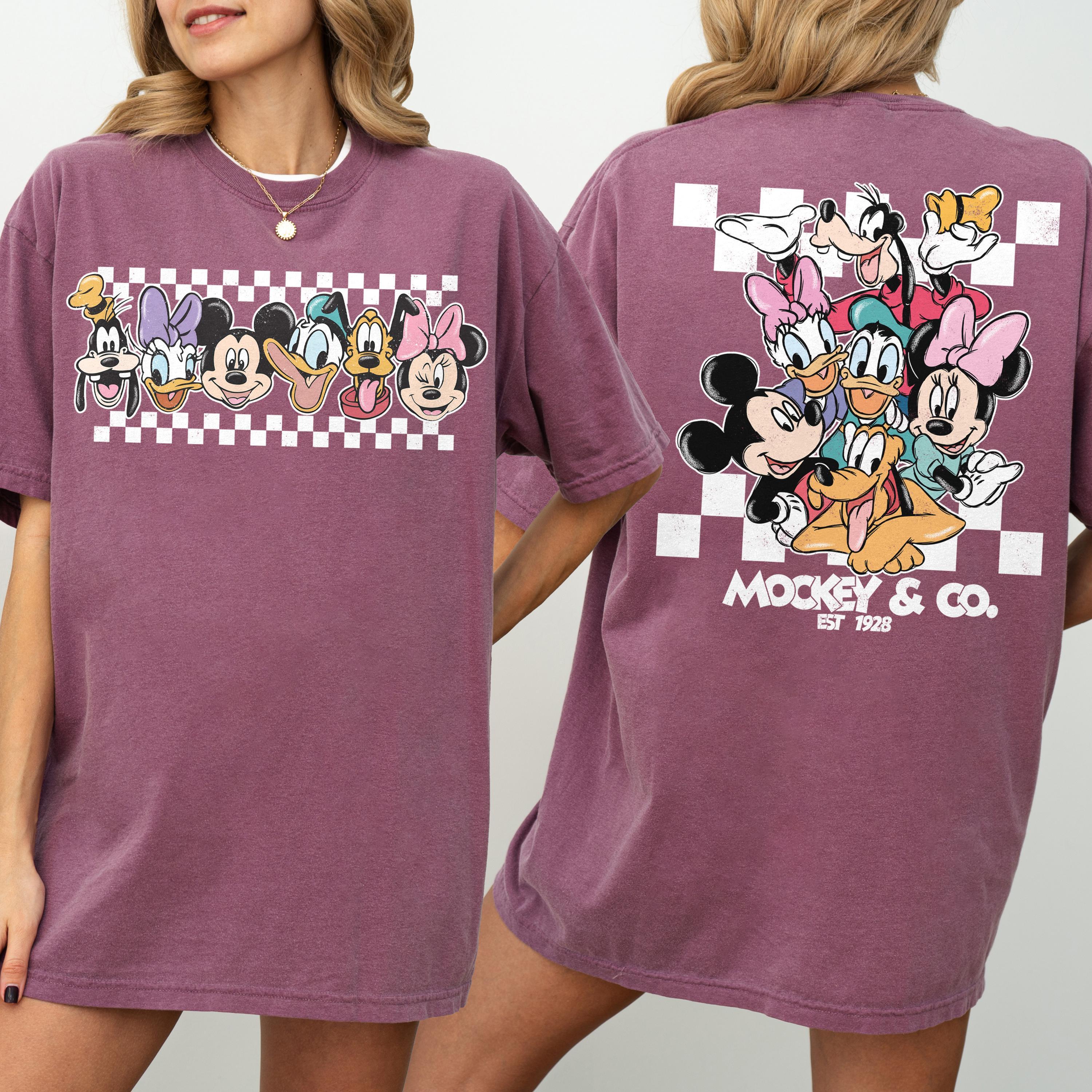 Comfort Colors® Retro Mickey & Co Est 1928 Shirt, Mickey And Friends, Disney Family Vacation Checkered Tee, Disneyland Tee, Disney Trip Tee