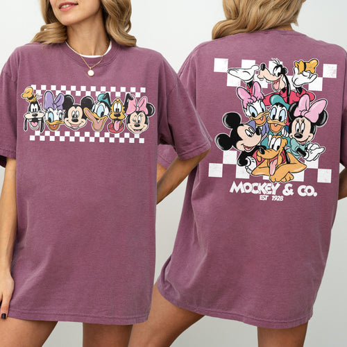 Comfort Colors® Retro Mickey & Co Est 1928 Shirt, Mickey And Friends, Disney Family Vacation Checkered Tee, Disneyland Tee, Disney Trip Tee