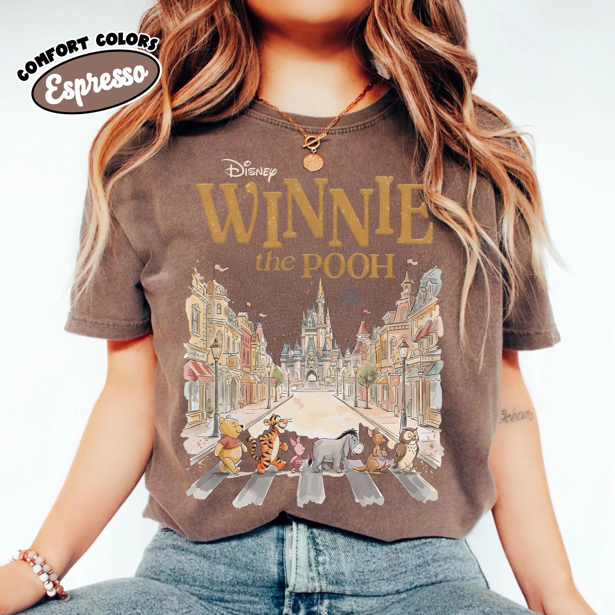 Retro Comfort Colors Winnie The Pooh And Friends Shirt, Castle Street Vacation Tee, Pooh Bear Shirt, Disney Magic Kingdom Family Trip Shirts