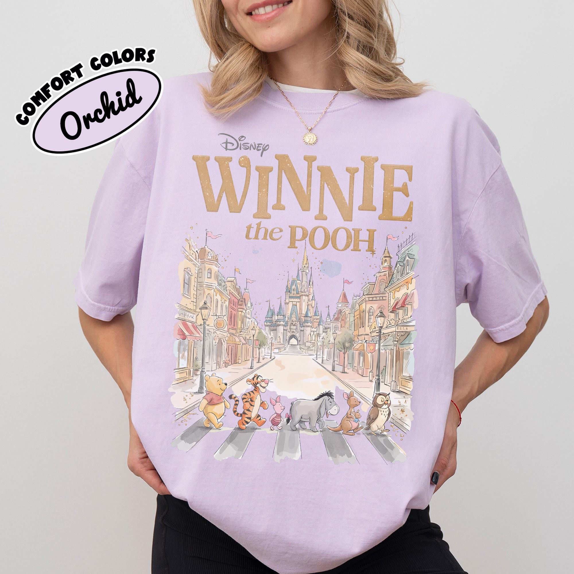 Retro Comfort Colors Winnie The Pooh And Friends Shirt, Castle Street Vacation Tee, Pooh Bear Shirt, Disney Magic Kingdom Family Trip Shirts