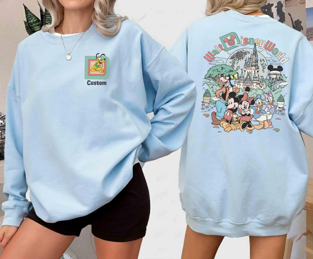 Custom Retro Walt Disney World 2 Sides Shirt, Custom Name Disney 2026 Shirt, Mickey And Friends Shirt, Personalized Disney Matching Tee