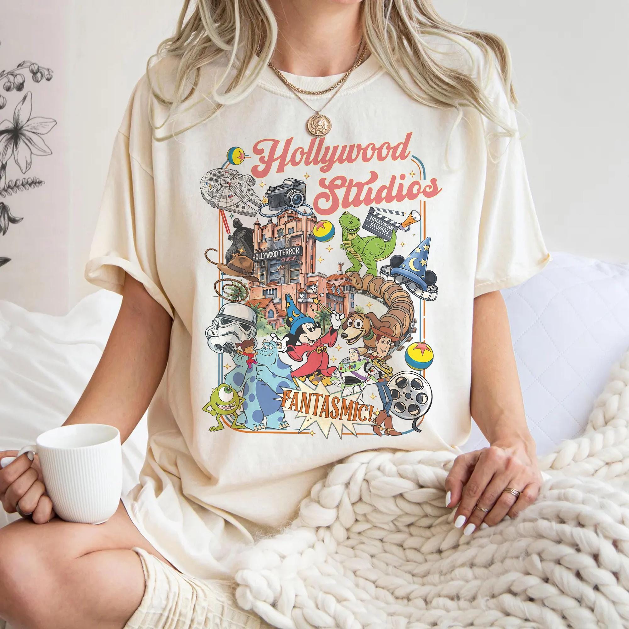 Vintage Hollywood Studios Shirt Comfort Colors, Hollywood Tower Star Wars Slinky Dog Dash Tee, Family Matching Vacation Shirt