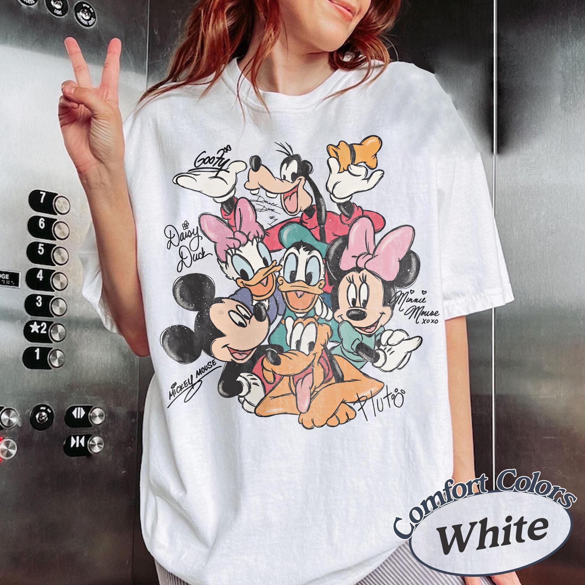 Vintage Comfort Colors Mickey and Friends Signatures T-shirt, Retro Mickey & Co Shirt, Disney Family Trip Shirt, Disneyland Friend Trip 2026