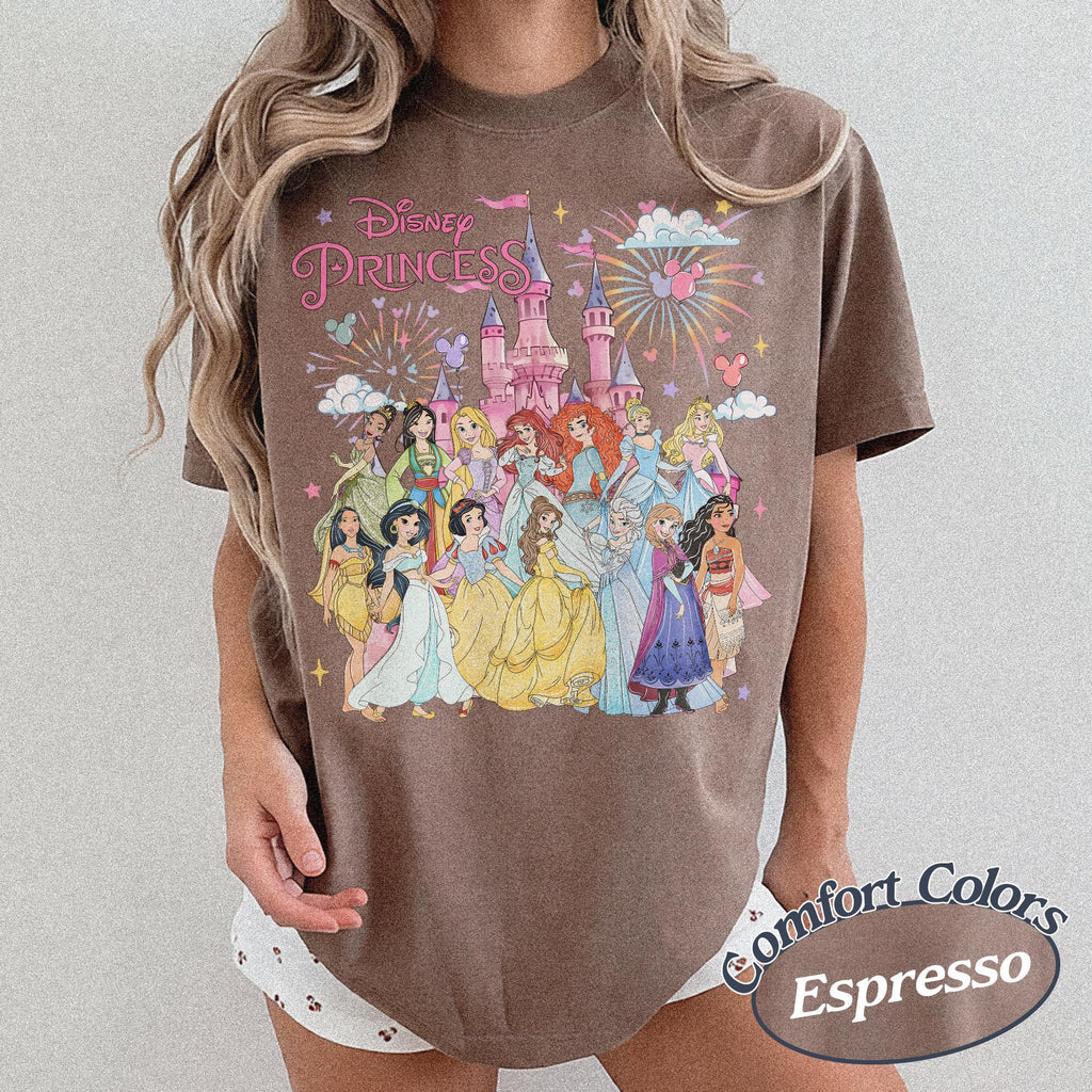 Retro Comfort Colors Disney Princess Characters Shirts, Disneyland Princess Shirt, Disneyworld Trip Shirt, 2026 Family Matching Trip T-Shirt