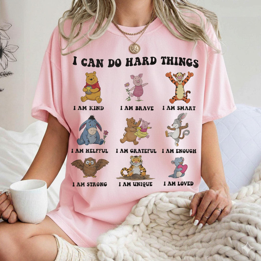 Comfort Colors® I Can Do Hard Things Shirt, Winnie The Pooh Friends Tee, Positive Affirmation, Back To School Teacher , Believe In Yourself