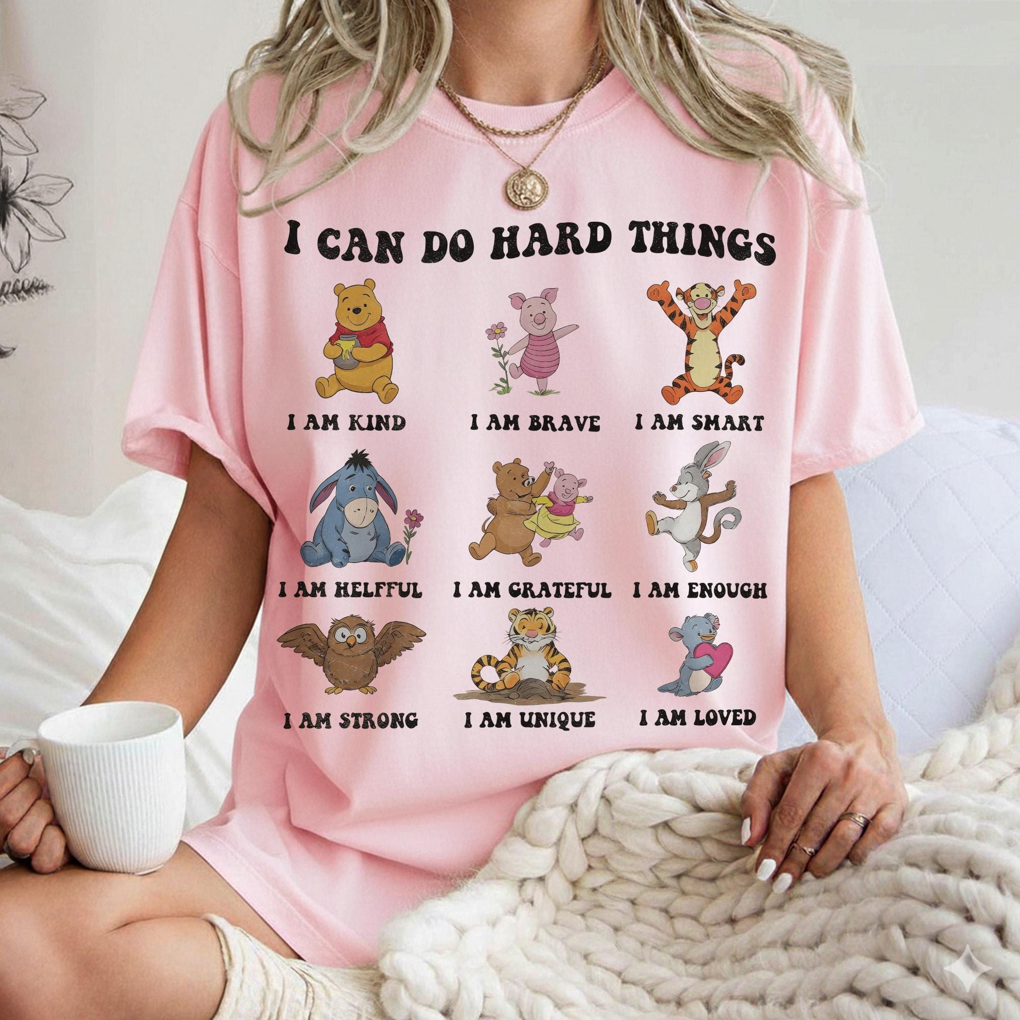 Comfort Colors® I Can Do Hard Things Shirt, Winnie The Pooh Friends Tee, Positive Affirmation, Back To School Teacher , Believe In Yourself