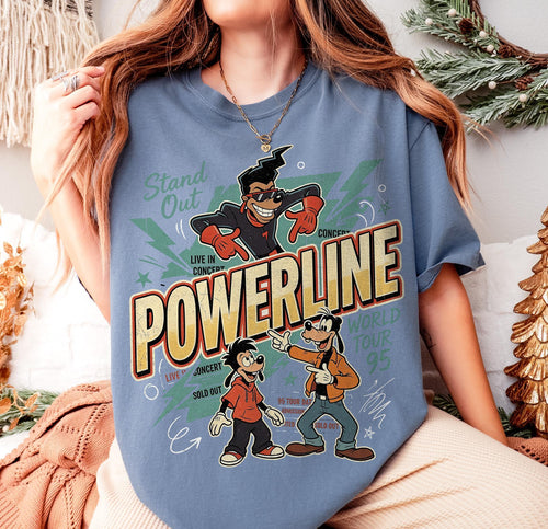 Comfort Colors Vintage Disney A Goofy Movie Powerline Stand Out World Tour T-Shirt, Disneyland Family Matching Tee, Magic Kingdom Birthday