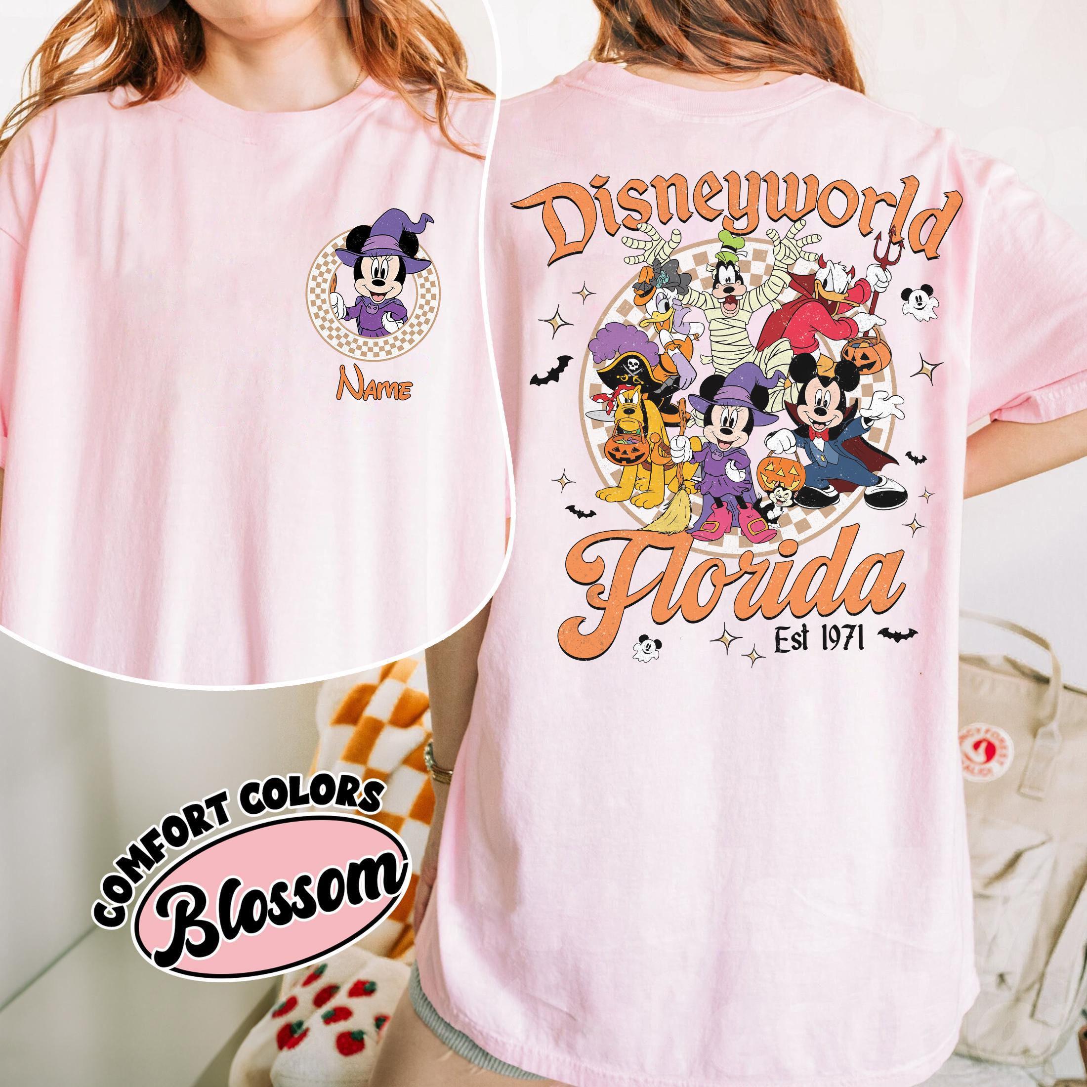 2 Sided Custom Disneyworld Mickey And Friends T-Shirt, Custom Name Disney Family 2026 Shirts, Retro Disneyworld Trip, Disney Family Vacation