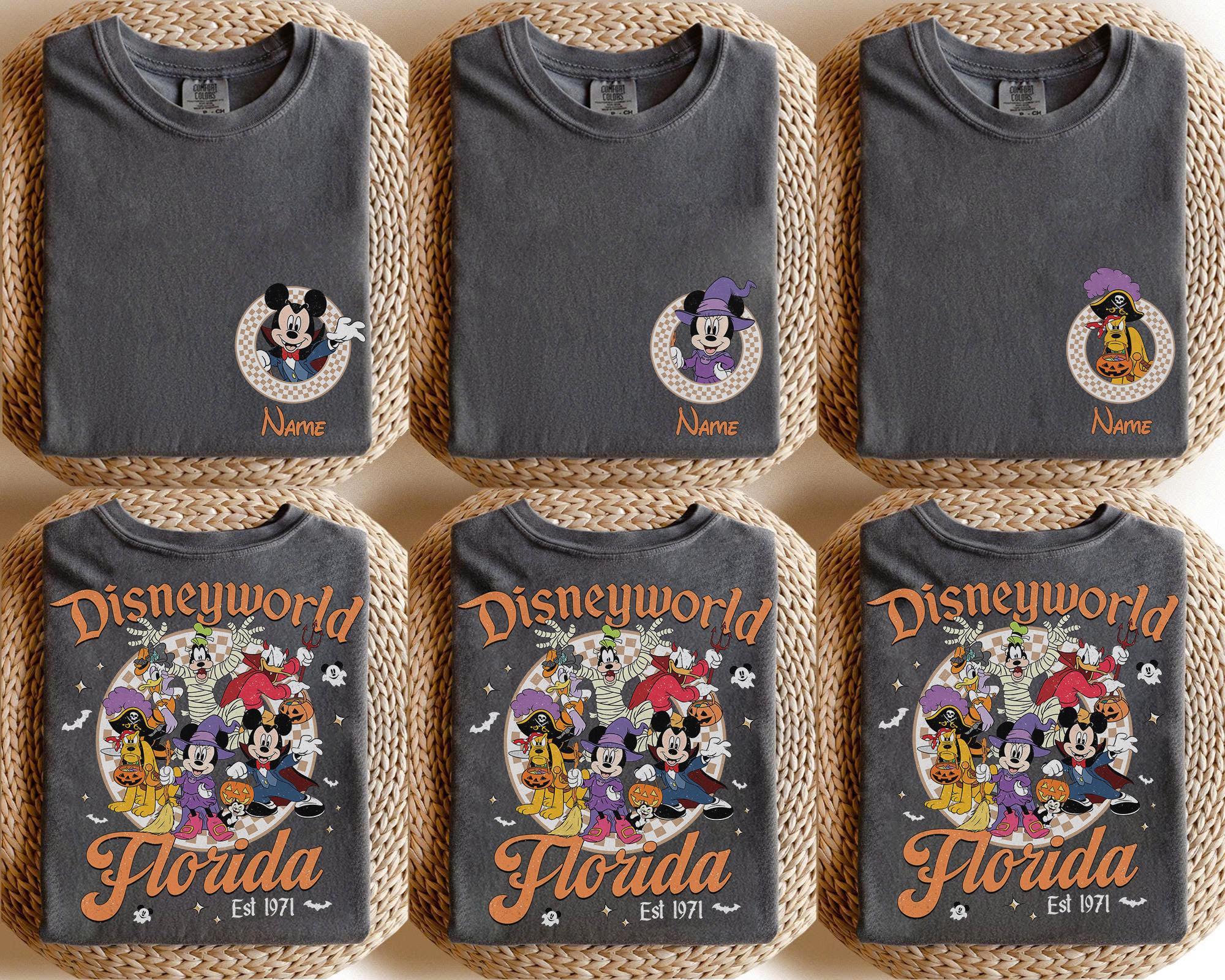 2 Sided Custom Disneyworld Mickey And Friends T-Shirt, Custom Name Disney Family 2026 Shirts, Retro Disneyworld Trip, Disney Family Vacation