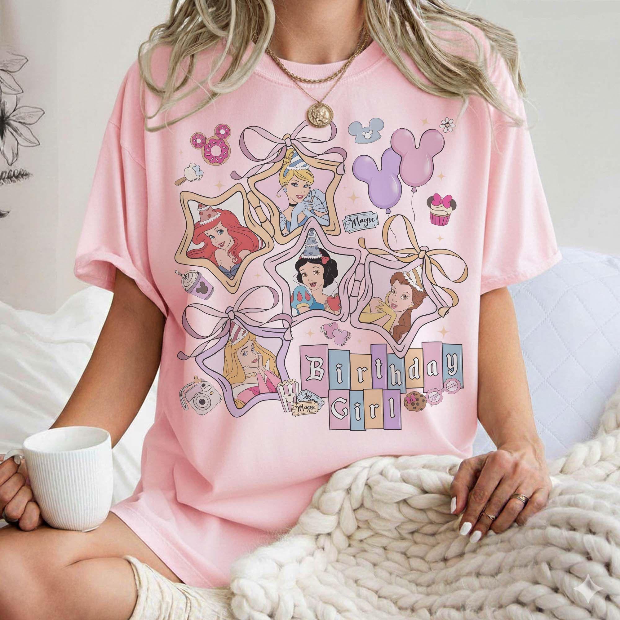Coquette Bows Disney Princess Birthday Comfort Colors Shirt, WDW Disneyland Birthday Trip Shirt, Magic Kingdom Shirt, Magical Princess Party