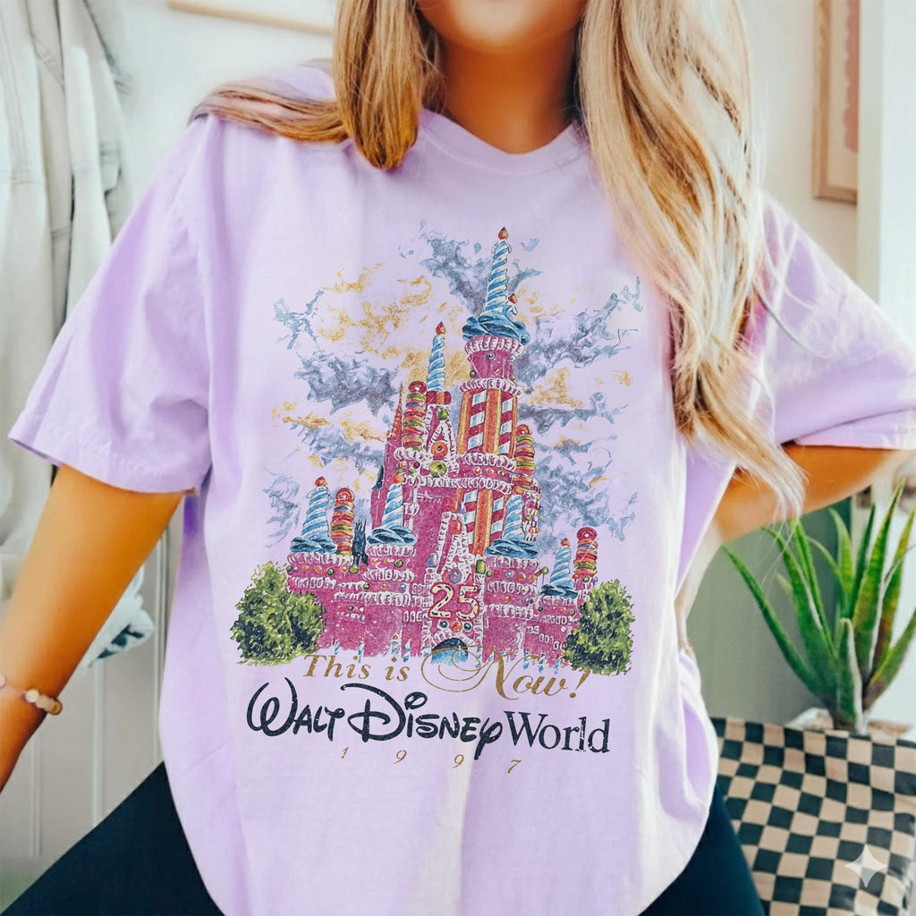 Comfort Colors® Disney Castle 25th Anniversary T-Shirt - Fireworks & Celebration, Magic Kingdom Inspired, Disneyworld Shirt, Women's Castle