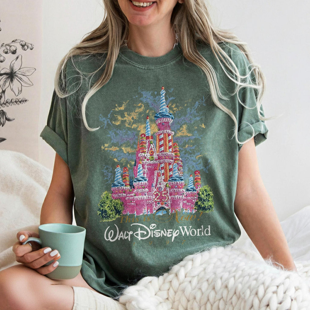 Comfort Colors® Disney Castle 25th Anniversary T-Shirt - Fireworks & Celebration, Magic Kingdom Inspired, Disneyworld Shirt, Women's Castle