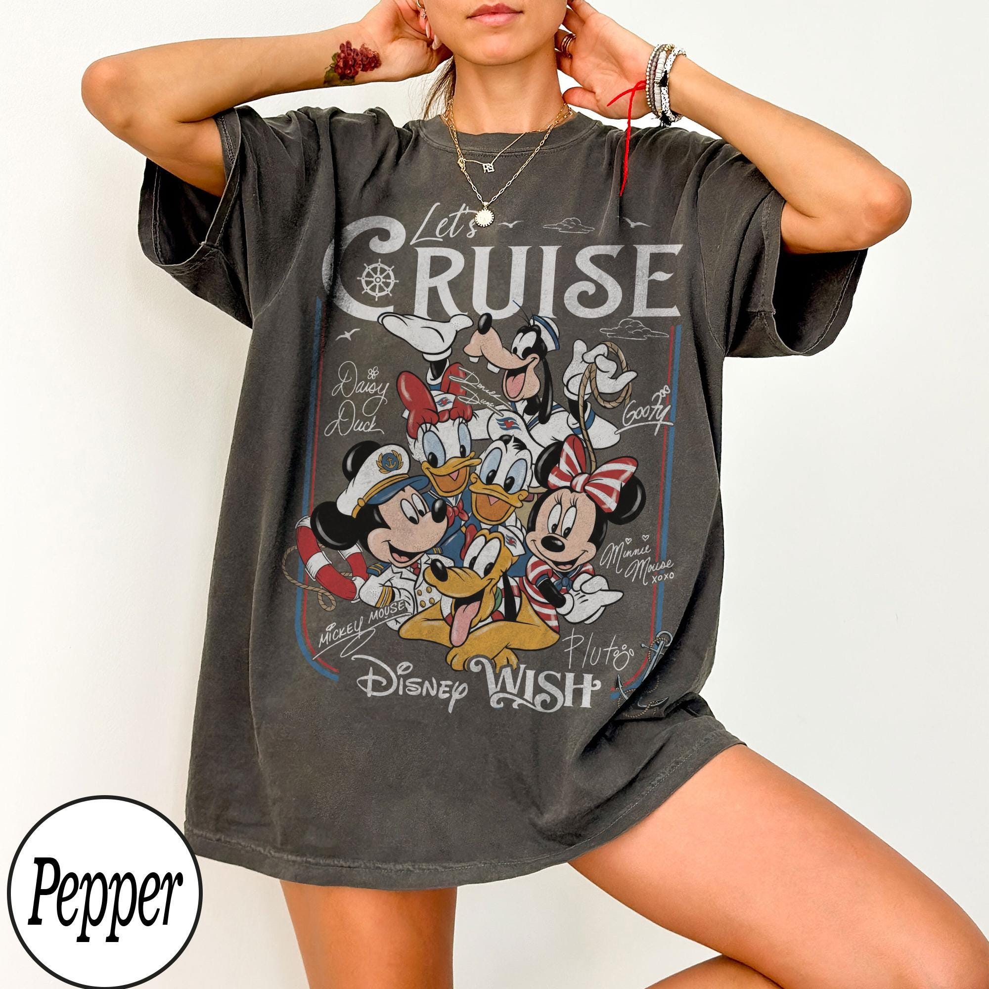 Customize Disney Mickey and Friends Let's Cruise Line Shirt, Family Cruise Vacation 2026 Matching Tees, Disney Magic Wonder Fantasy Wish Tee