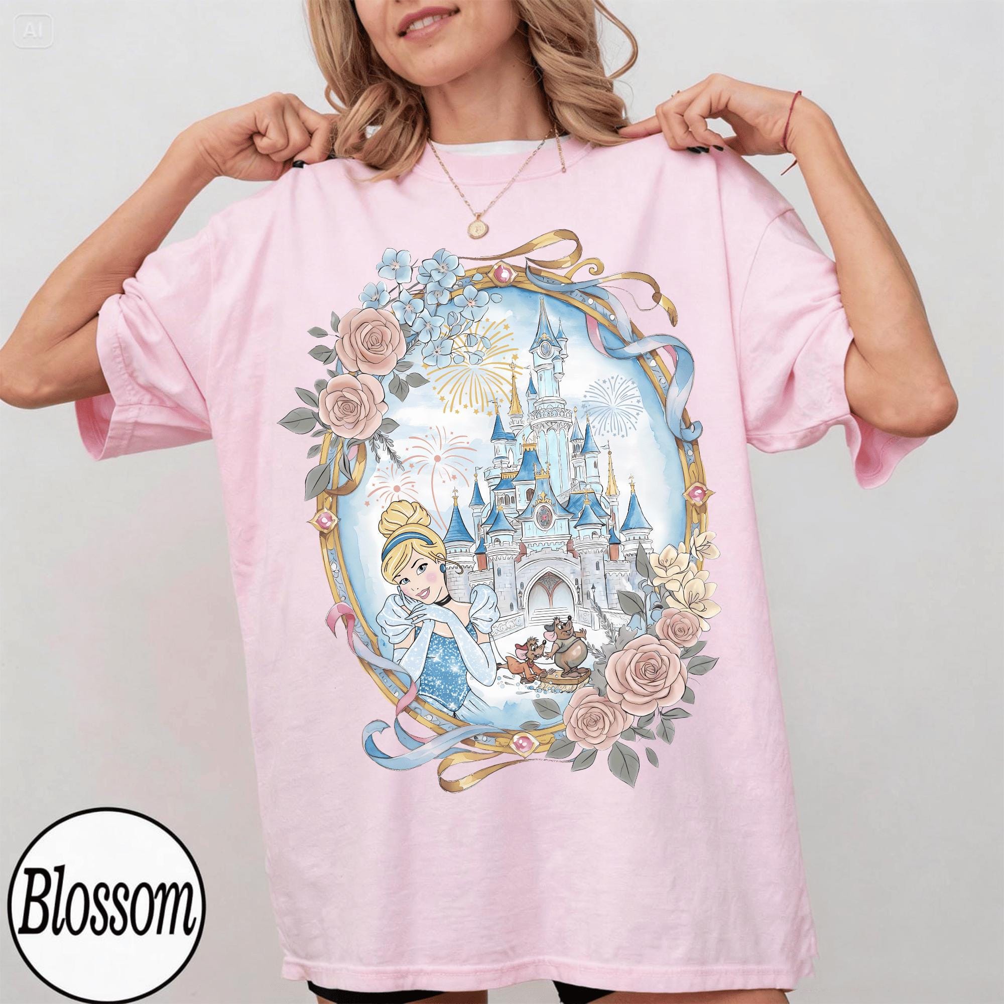 Cinderella Shirt, Comfort Colors Princess Cinderella Watercolor Coquette Bow Shirt, Magic Kingdom Girls Trip, Princess Shirt