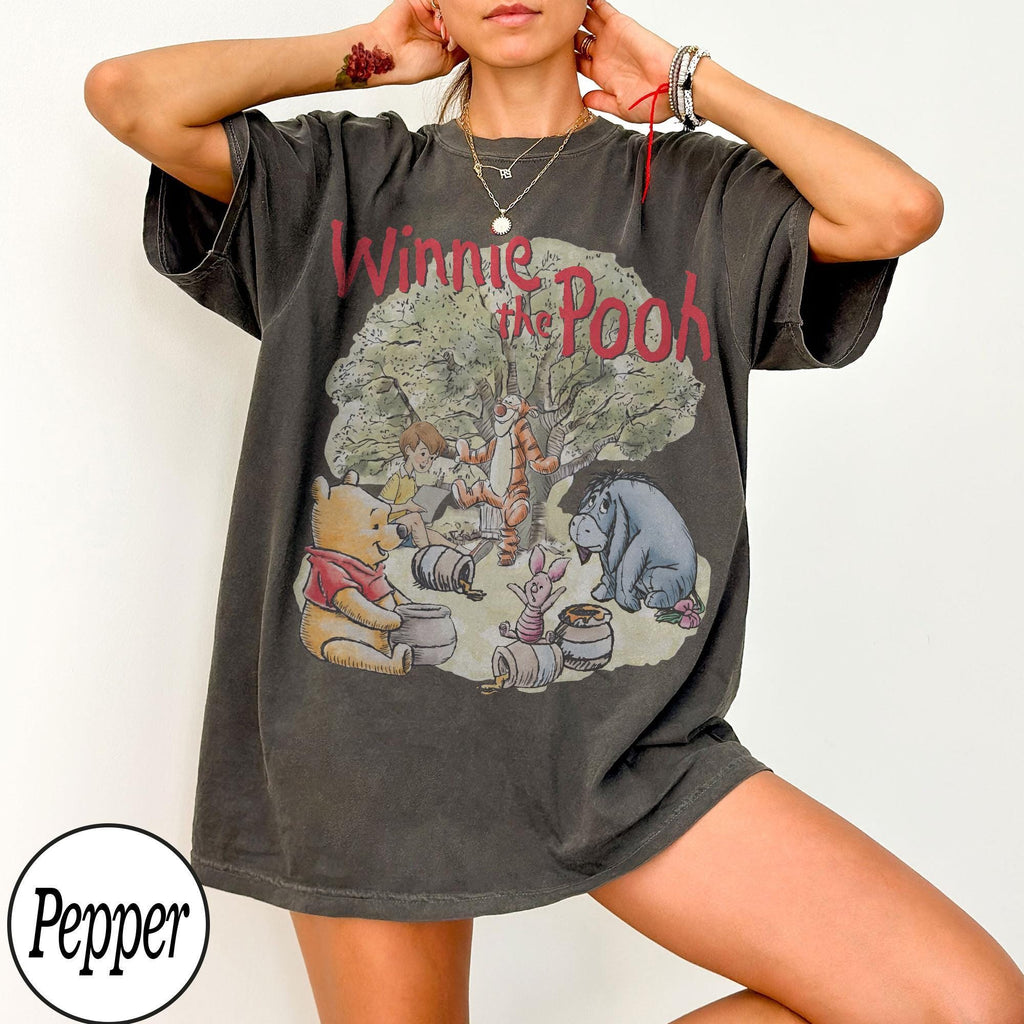 Comfort Colors Disney Winnie The Pooh Shirt, Retro Robin Pooh Bear Tigger Piglet Eeyore Group Tee, Animal Kingdom, WDW Family Vacation Trip