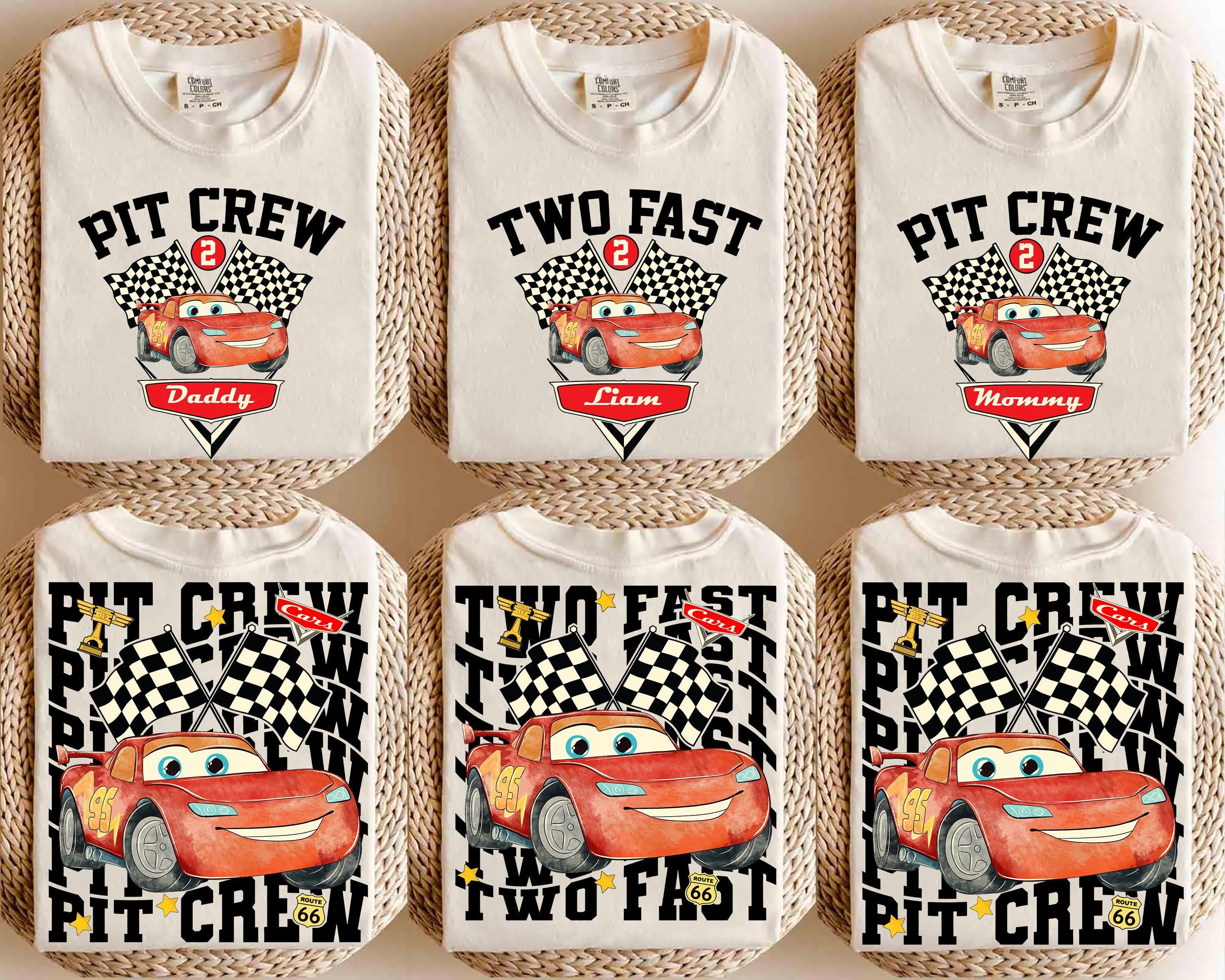 Custom Birthday Two Fast Pit Crew Lightning McQueen Shirts, Family Birthday Matching Disney Cars, Pixar Pier, Birthday Boy Tee, WDW