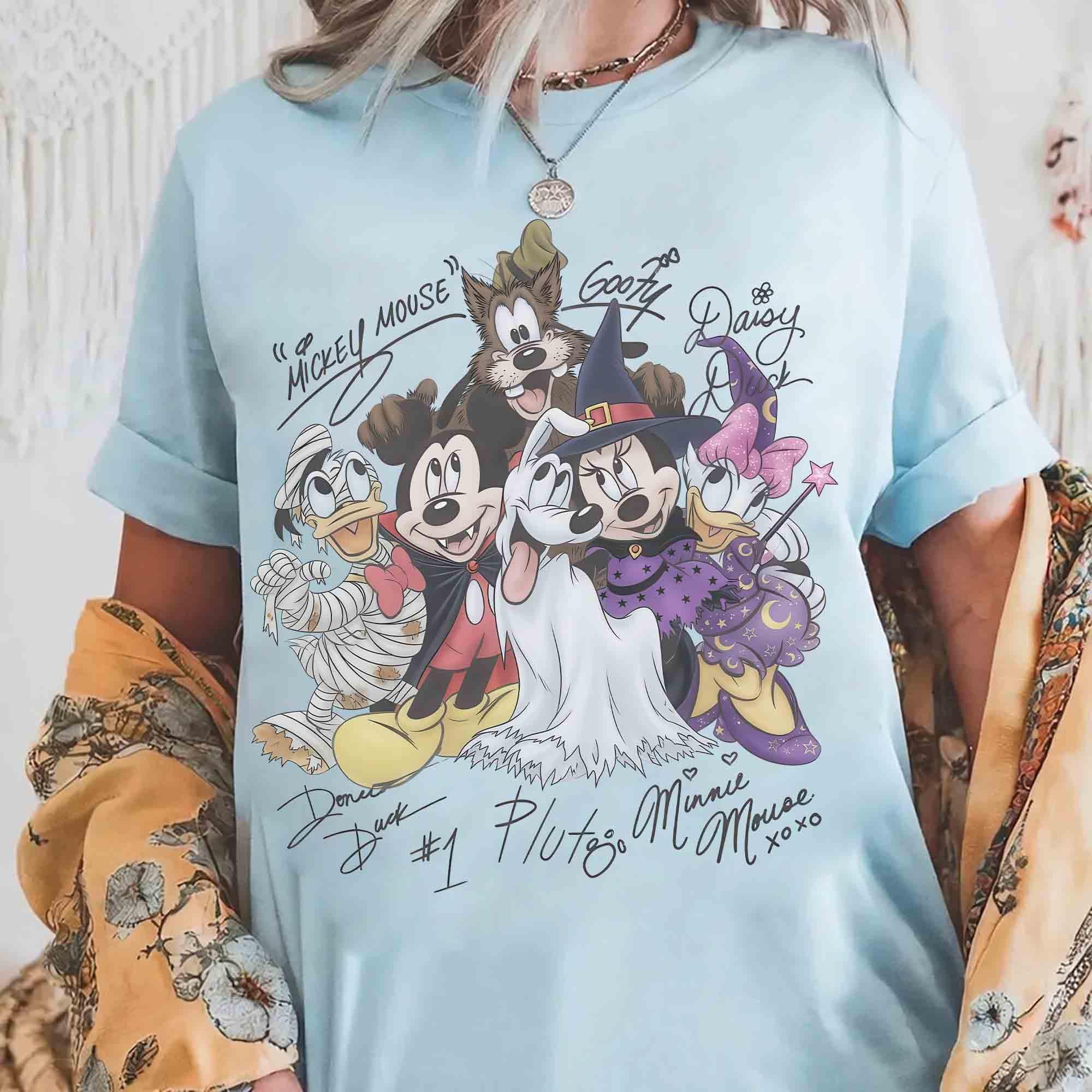 Funny Disney Mickey & Friends Signature Halloween Shirt, Mickey's Not So Scary Halloween Party Tee, WDW Disneyland Family Vacation Trip Tee
