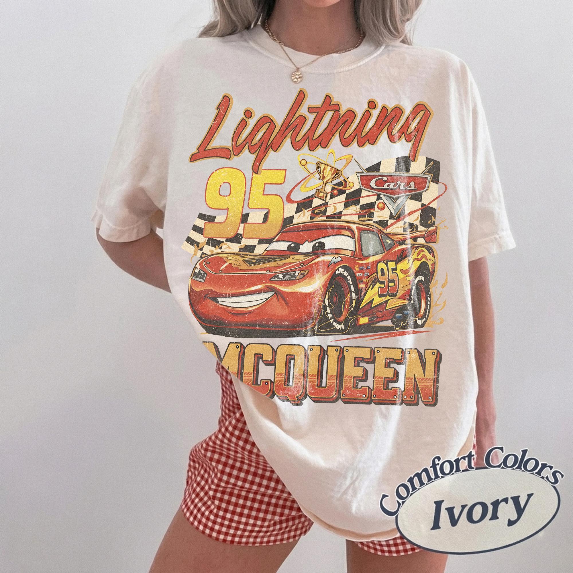 Vintage Lightning McQueen Comfort Colors Shirt, Disney Pixar Cars Tee, Retro McQueen Graphic Tee, Disney World Family Vacation Trip 2026 Tee