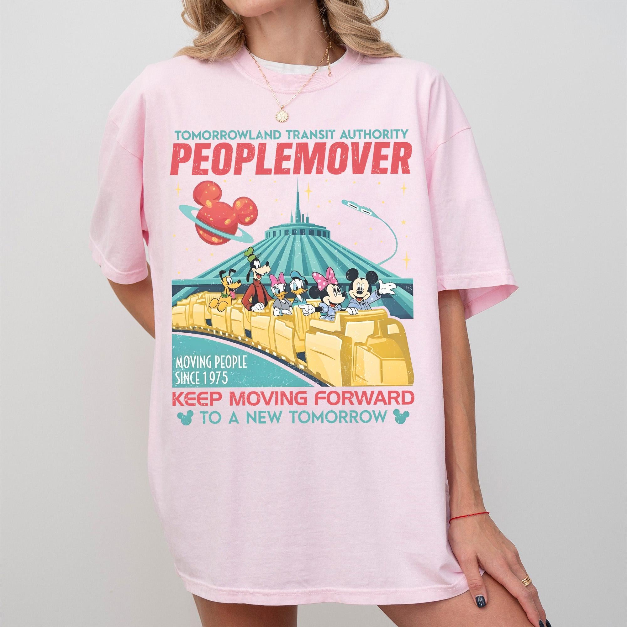 Vintage Disney Mickey and Friends Space Mountain Comfort Colors Shirt, Tomorrowland Transit Authority People Mover Tee, Keep Moving Forward