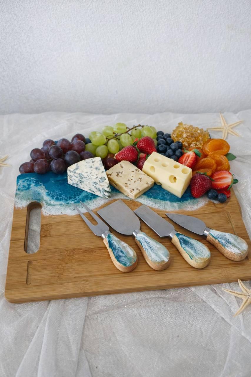 Cheese Knives Set of 4 Charcuterie Board Cheese Knives Resin Cheese Knives Jam Knife Beach Engagement Gift Housewarming Gift Christmas Gift
