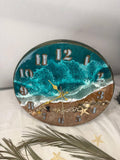 3D Ocean Wave Epoxy Resin Wall Clock - Beach Decor with Real Sand & Seashells - Silent Coastal Wall Art, Unique Housewarming Gift